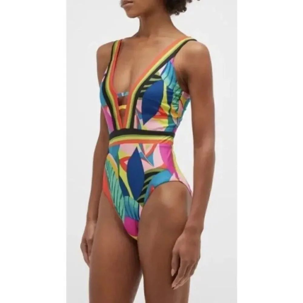 NWOT $162 Sz 8 Trina Turk Rainforest One Piece Swimsuit